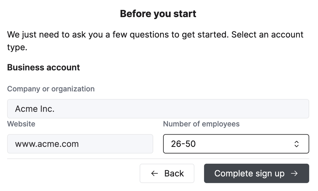 Страница регистрации ClickHouse Cloud
