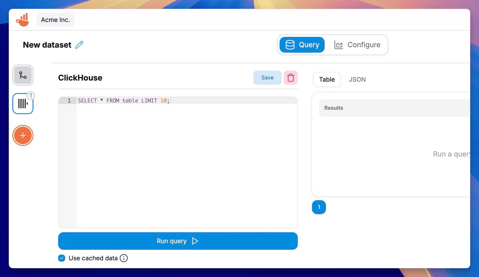 SQL-запрос ClickHouse в Chartbrew
